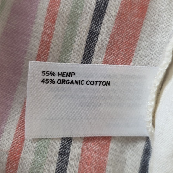 Duluth Trading Co Hemp Organic Cotton Striped Button Down Shirt Womens XL Pink - Picture 7 of 10